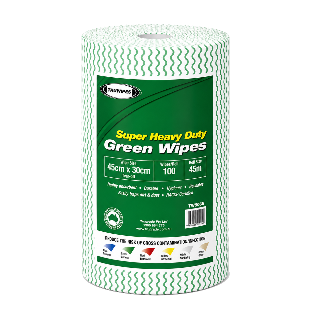 General Purpose Cloth Wipes Roll Green - Each