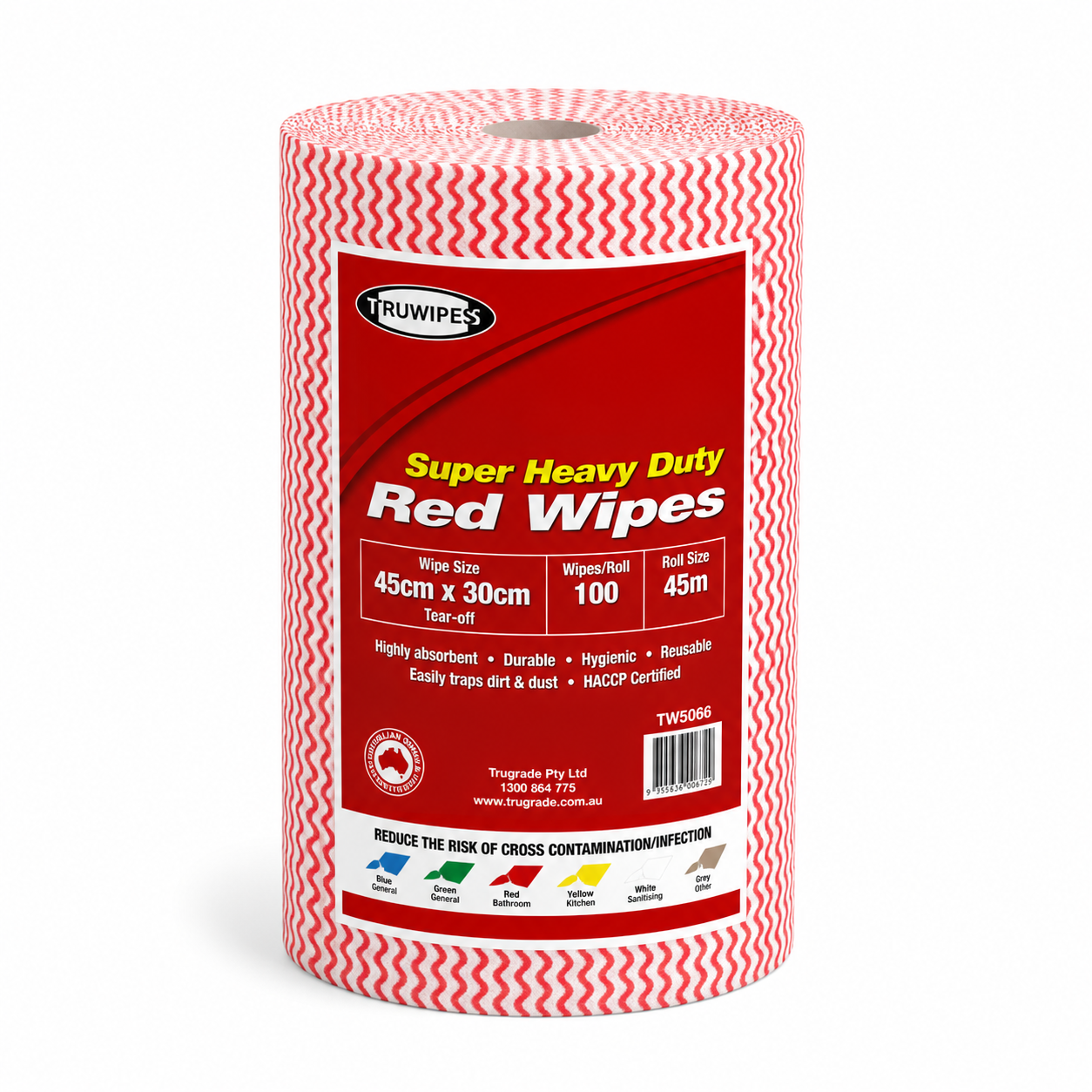 General Purpose Cloth Wipes Roll Red - Each