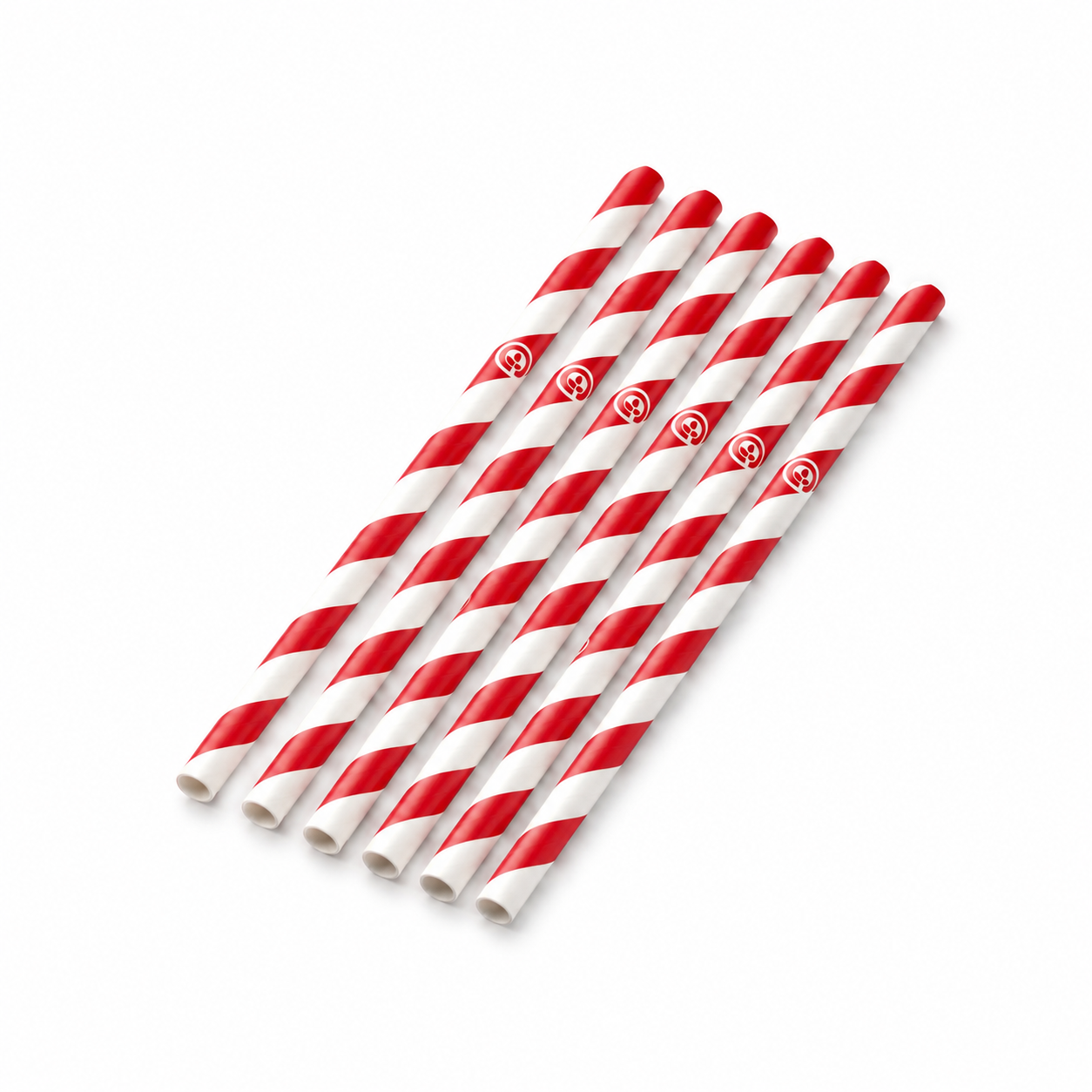 Paper Straw Red & White 197mm x 6mm