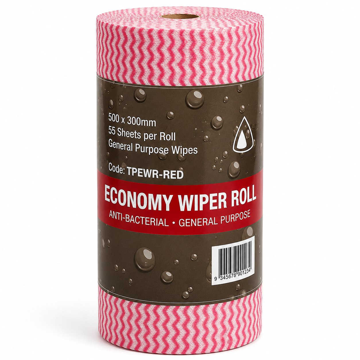 General Purpose Cloth Wipes Roll Red - Carton