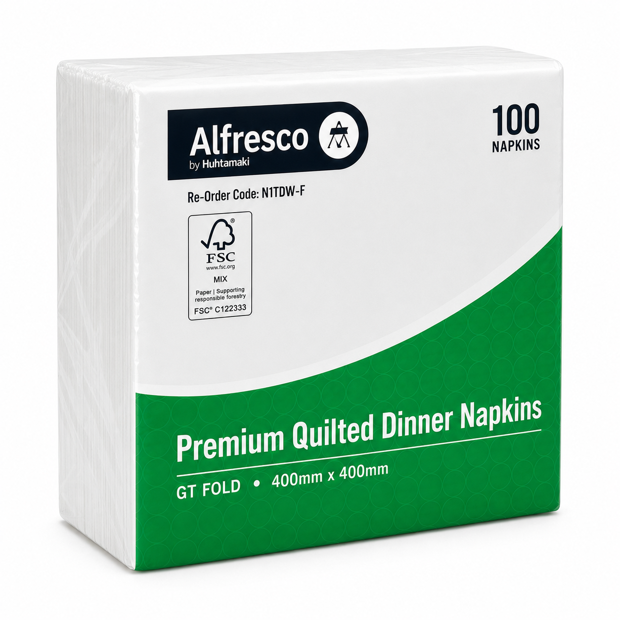 Dinner Napkin Quilted GT Fold White 40x40cm secondary
