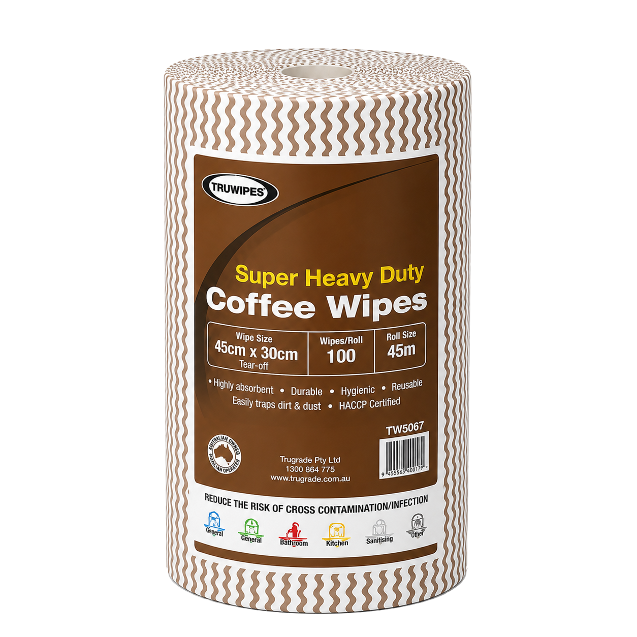 Heavy Duty Cloth Wipes Roll Brown